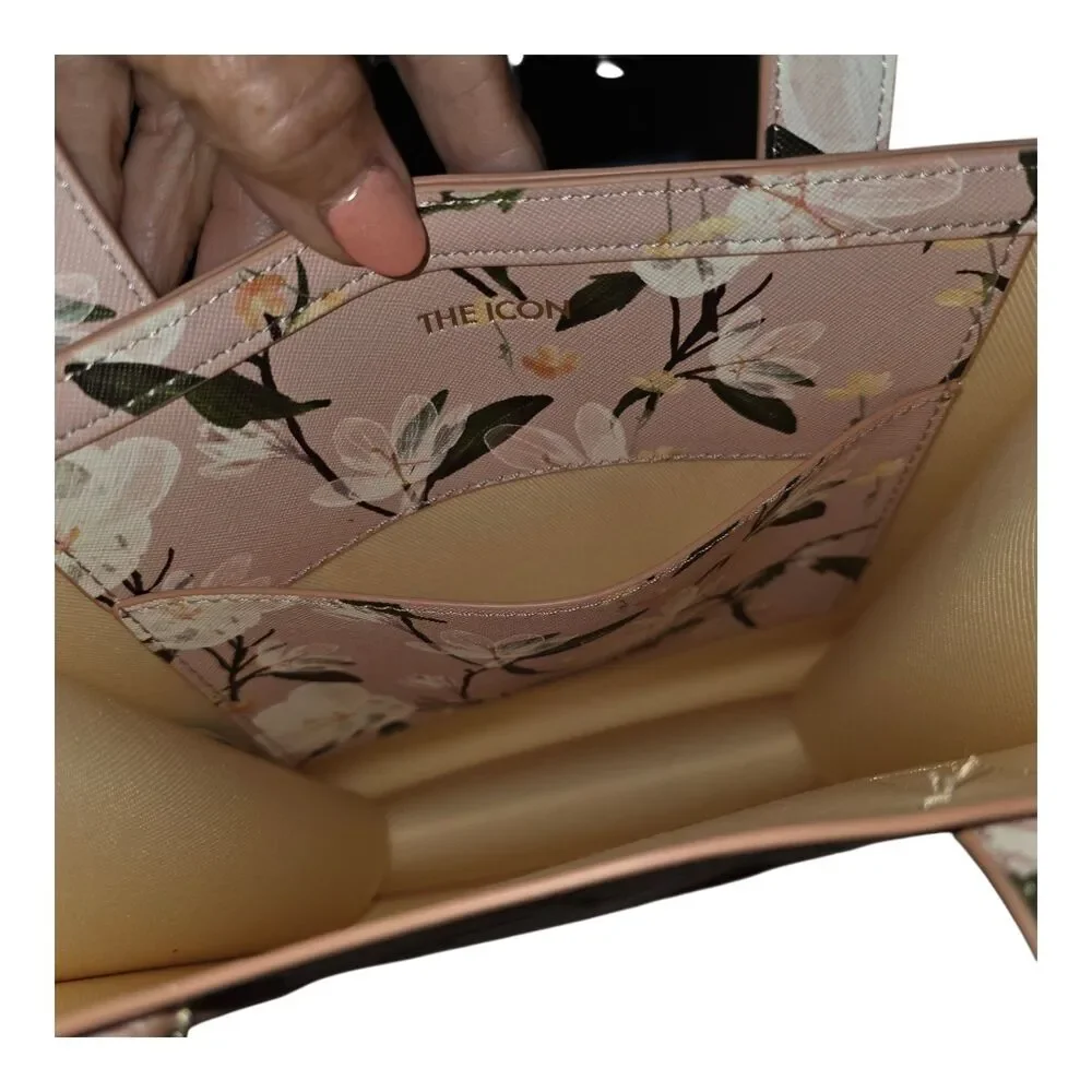 Ted Baker The Icon Women's Pink Floral Logo Tote Bag Double Handles Open Top
